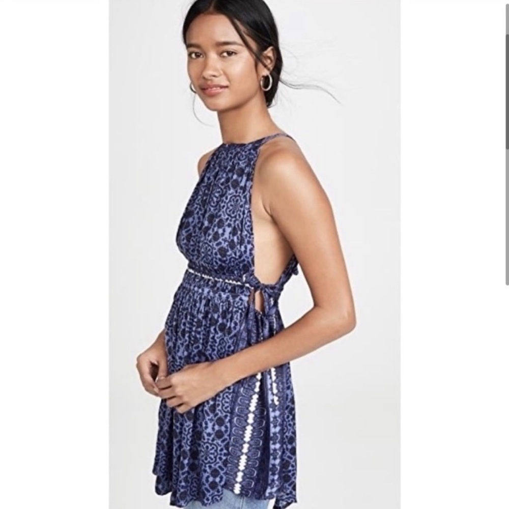 Free People Midsummer’s Day Tunic Blue Mini Dress Tank Top - Picture 13 of 13